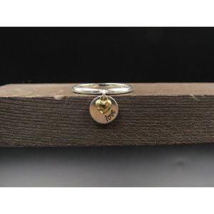 Size 8 Sterling Silver Love Charm Band Ring Vintage Statement Engagement Wedding